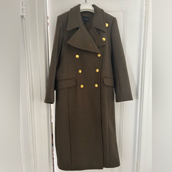 Banana Republic Cian Melton Great Coat M Olive Green NWT Gold Buttons Wool Blend - Picture 7 of 15